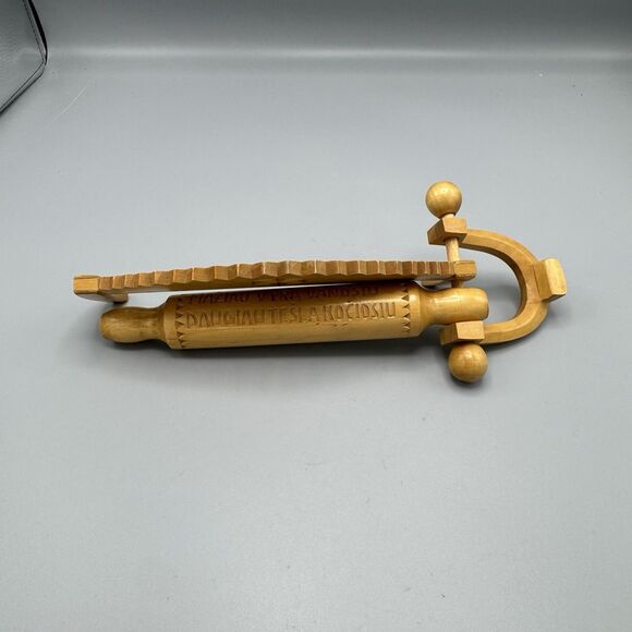 Vtg Finnish Wood Folk Art Wall Hanging Hand Saw Rolling Pin Travel Souvenir 11" - Picture 6 of 9